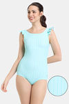 Zelocity Elastane Blended Slip-On Malliot with Removable Pads - Aruba blue — thumbnail 1